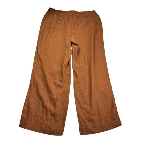 Old Navy High Rise Wide Leg Pants Linen Rayon Blend Size XL Tall Brown Elastic W - Picture 4 of 10